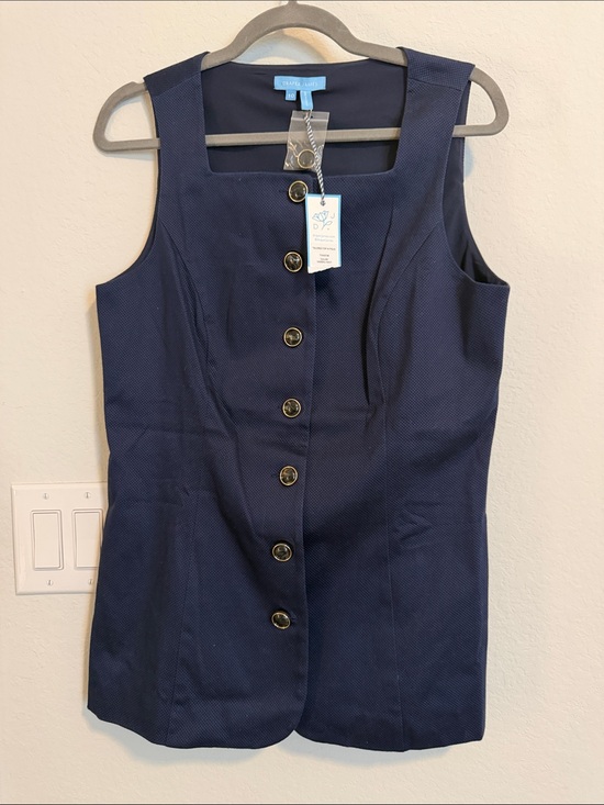 Draper James Tops - Draper James Navy Sleeveless Button-Front Shell Top